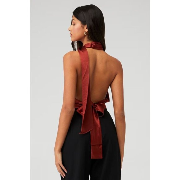 NONchalant Label Tara Silk Plunge Top Rust Womens Size XL - Picture 4 of 9